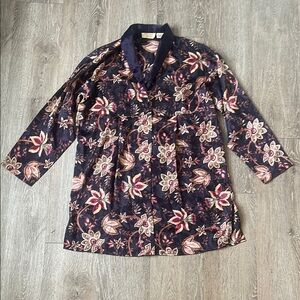 Victoria secret gold label silky print button up gown size p small